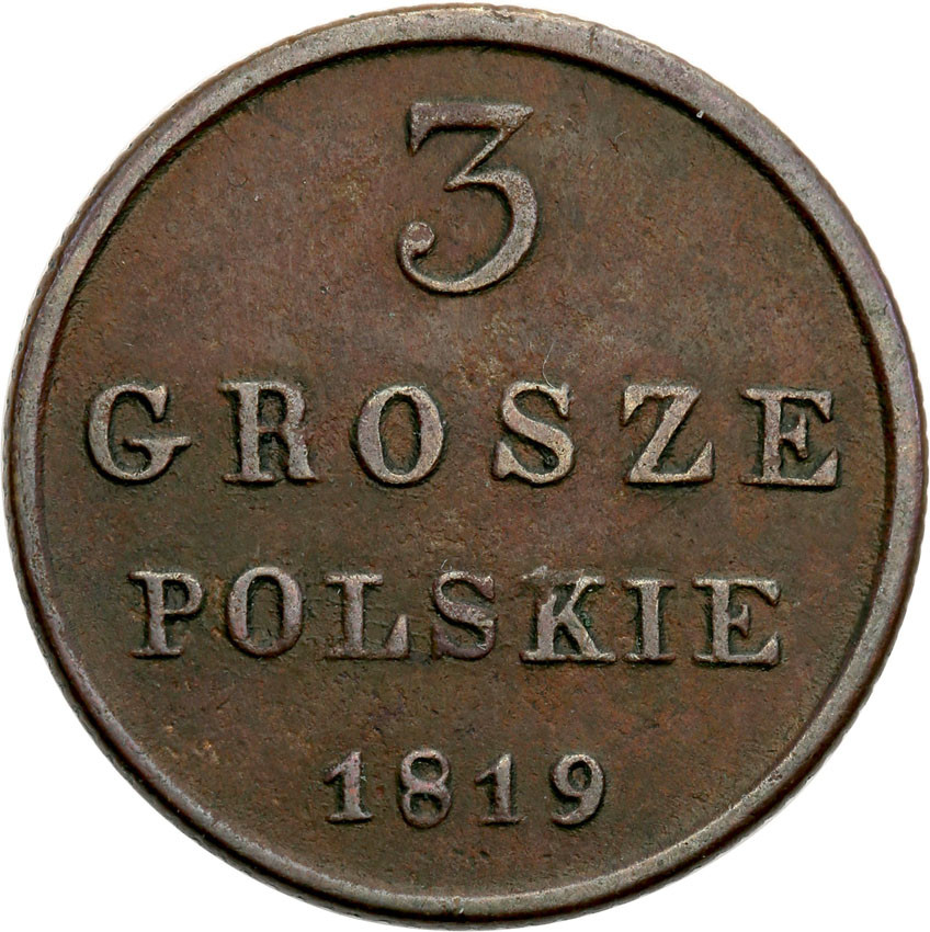 Polska XlX w. / Rosja. 3 Grosze Polskie (Trojak) 1819 IB, Warszawa
